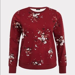 Torrid Red Floral Ponte Sweatshirt